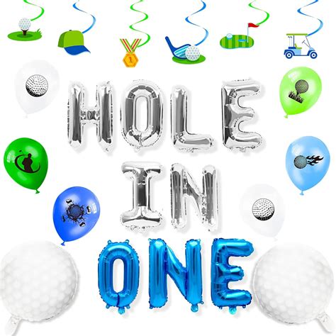 hole in one balloons|hole in one birthday supplies.